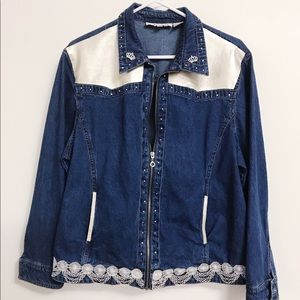 Custom Handmade Jean Jacket - “Leather & Lace”